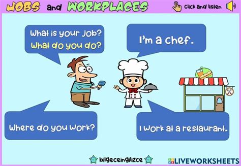 Jobs And Workplaces Worksheet For Beginner Job English As A Second