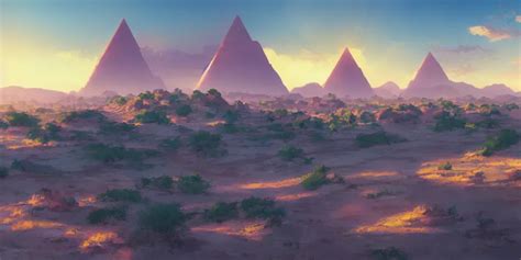 A Stunning Desert Landscape With A Towering Pyramid On Stable