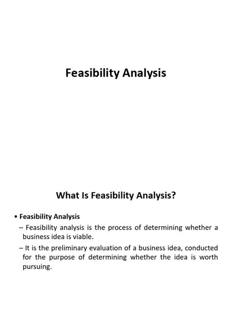 Feasibility Analysis Pdf Feasibility Study Startup Company