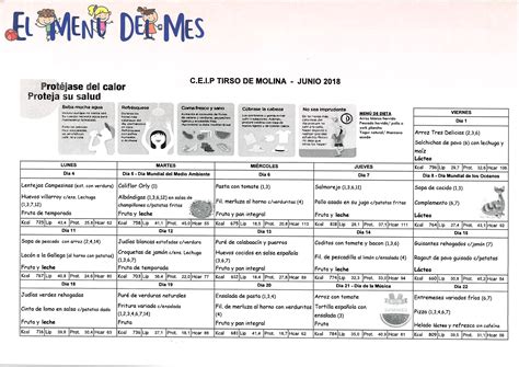 Men Del Comedor De Junio Ampa Ceip Tirso De Molina