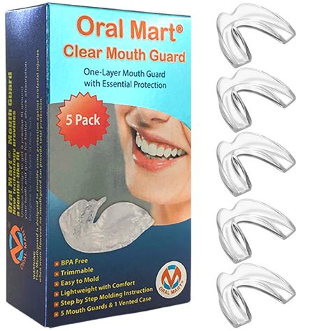 Oral Mart Kids Mouth Guards For Grinding Teeth 5 Pack Clear Moldable