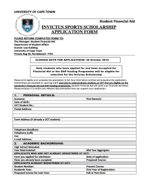 Uct Sports Scholarship Fill Online Printable Fillable Blank