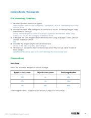 Introduction To Histology Answer Sheet Revised Sept Pdf