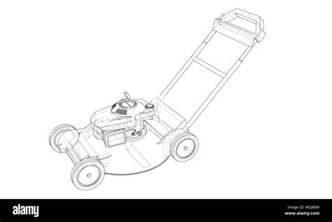 Outline Lawn Mower Vector Wire Frame Style The Layers Of Visible And