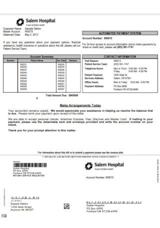 Sample Hospital Bill Receipts 10 IN PDF