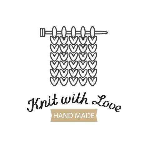 Premium Vector Knit With Love Lettering And Knitting Needles With A Knitted Fabric Hobby Icon