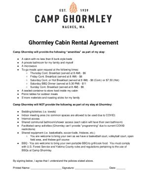 Fillable Online Ghormley Cabin Rental Agreement Fax Email Print Pdffiller