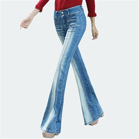 New Spring Luxury Embroidered Flares Mid Waist Big Flared Jeans Female 3d Magic Carry Buttock