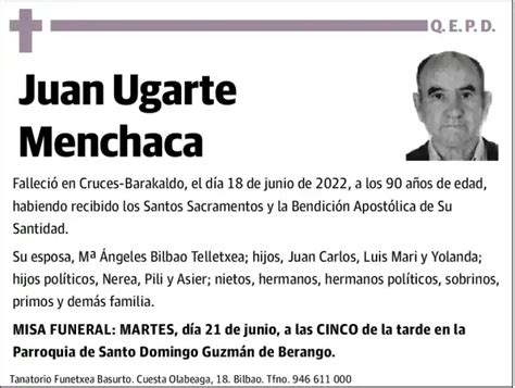 Juan Ugarte Menchaca Esquela Necrológica El Correo