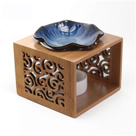 Wood Candle Holder Hollowed Out Tealight Burner Aroma Oil Burner