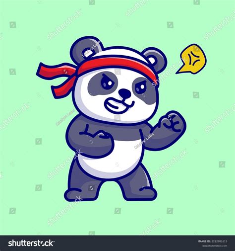 Cute Angry Panda Fighting Cartoon Vector Stock Vector Royalty Free