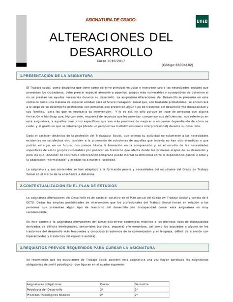 Pdf Asignatura De Grado Alteraciones Del Desarrollo Trastornos Del