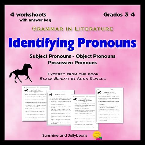 Identifying Pronouns Subjectobjectpossessive Black Beauty Literature 3 4 Made By Teachers