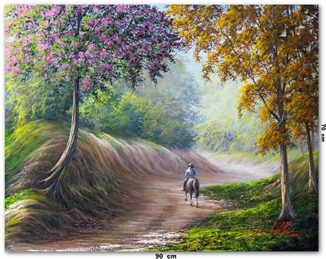 Quadros Em Oleo Sobre Tela - Pintura De Paisagem Em Tinta Oleo sobre Tela 90 cm X 70 cm | arte-quadros