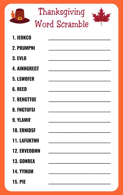 Thanksgiving Word Scramble Free Free Pdf Printables Printablee