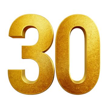 Golden Colour Number 30, Golden Number 30, Number 30, Number PNG