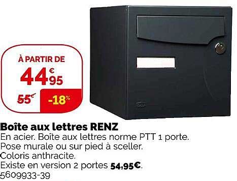 Promo Boîte Aux Lettres Renz chez WELDOM iCatalogue fr