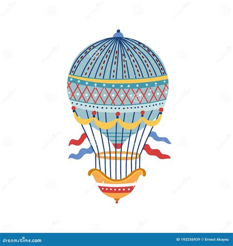 Vintage Victorian Vivid Striped Air Hot Balloon Flying Ornamented