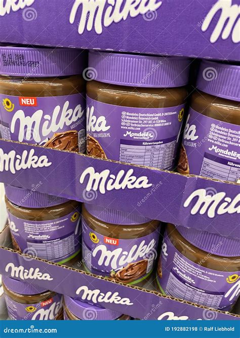 View on Milka Chocolate Spread Glasses in German Supermarket Editorial ...