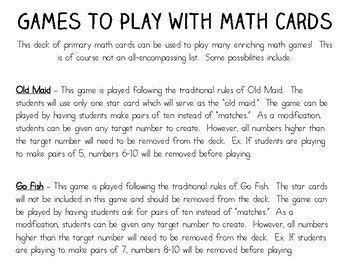 Math Playing Cards by It's a FAB Day in First Grade | TpT