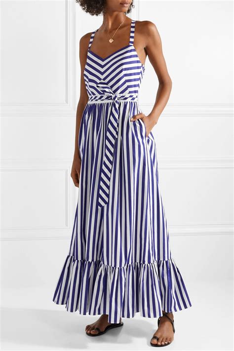 J Crew Ruffled Striped Cotton Poplin Maxi Dress Net A Porter Com