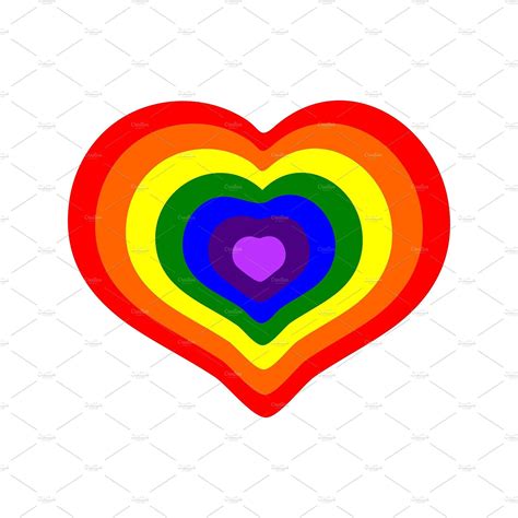 Rainbow Colored Heart On White Backg Colorful Heart Rainbow Colors