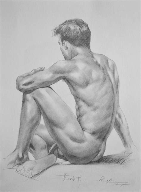 Original Drawing Artwork Male Nude Gay Interest Man Body On Paper