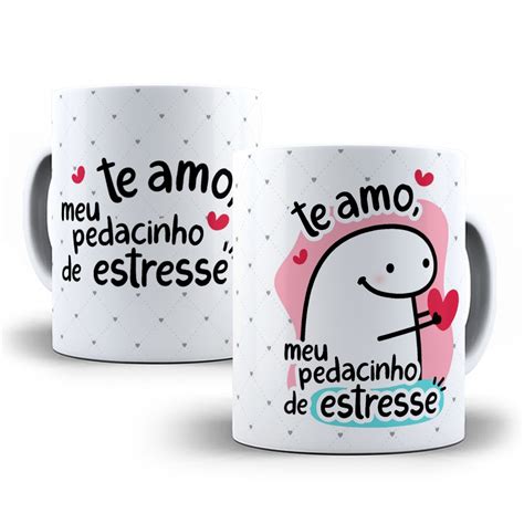 Caneca Flork Namorados Eu Te Amo Meu Pedacinho De Estresse Porcelana