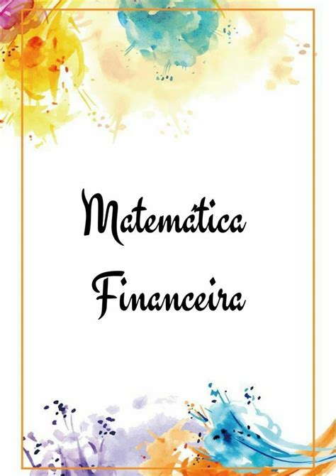 Capa Divisória Matemática Financeira