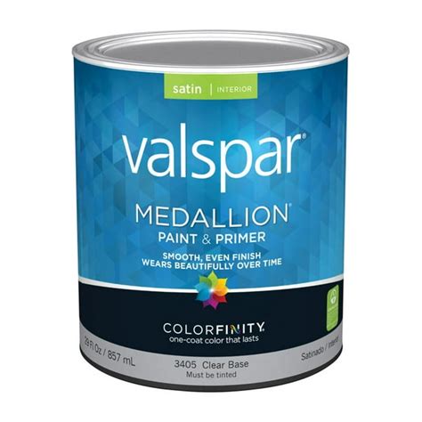 Valspar Medallion 100 Acrylic Paint And Primer Satin Interior Wall Paint Clear Base 1 Qt