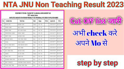 Nta Jnu Non Teaching Various Post Result Ll How To Check Jnu Non