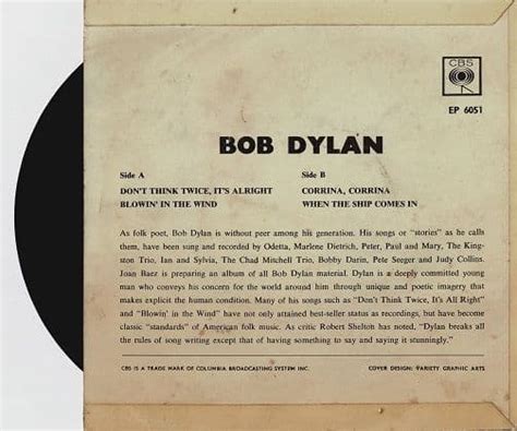 Bob Dylan Dylan Ep Vinyl Record 7 Inch Cbs 1965