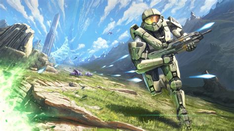 Wallpaper Master Chief Video Games Landscape Gun Clouds Science