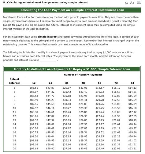 Solved Calculating An Installment Loan Payment Using Simple Chegg