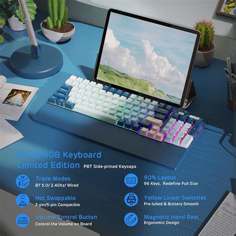 RK ROYAL KLUDGE RK96 RGB Limited Ed 90 96 Keys Wireless Triple Mode Bluetooth 5024GUSB C Hot