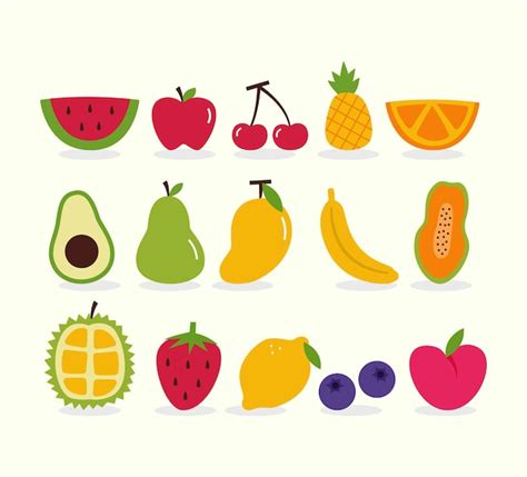 Colecci N De Vectores De Elementos De Frutas Vector Premium