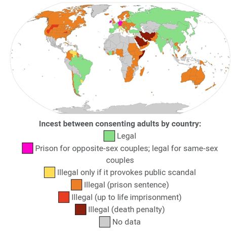 Map Of The World Regarding The Legality Of Incest Between Consenting Adults Mapporn