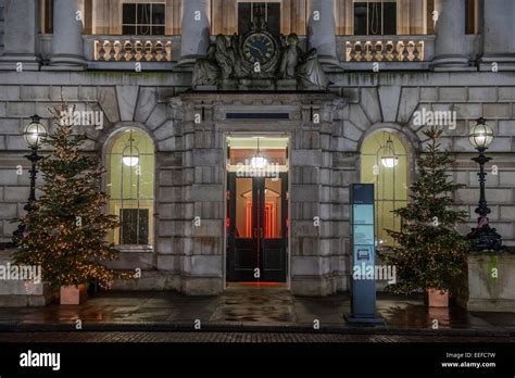 Somerset House London At Night Side Entrance Stock Photo Alamy