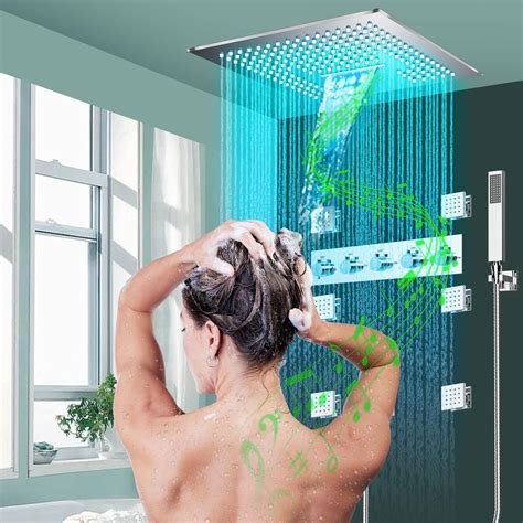 Shower Faucet System Set Rain Shower System 16 Inch Led Smart