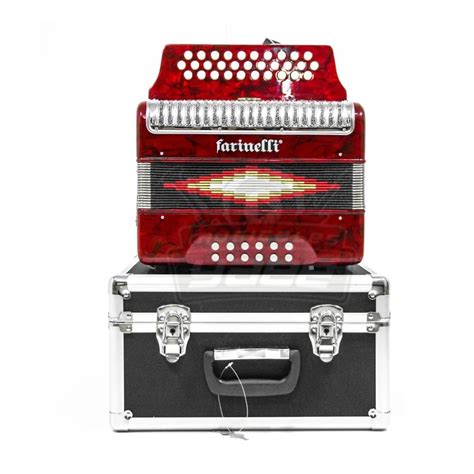 ACORDEON FARINELLI BOTONES FA ROJO APERLADO PARRILLA METALICA 3012