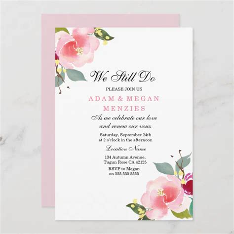 Elegant Wedding Vow Renewal Peachy Pink Invite Zazzle