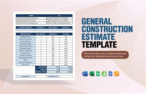 General Construction Estimate Template In Excel Word Google Docs