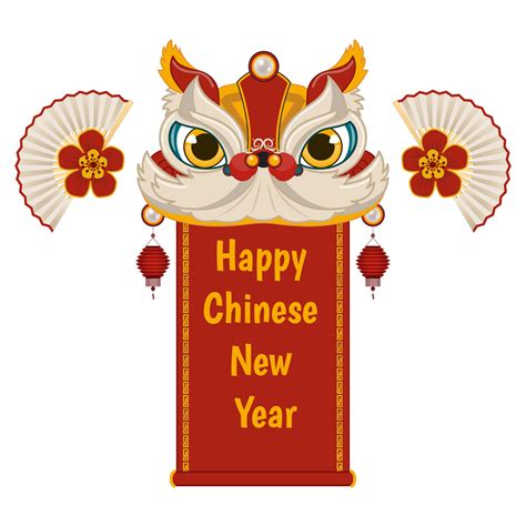 Chinese New Year Banner With Chinese Dragon Head Banner On White