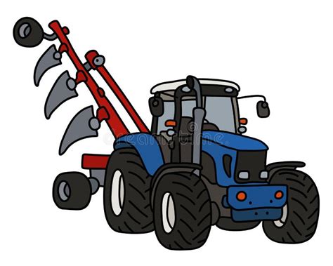 Tractor Met Een Ploeg Vector Illustratie Illustratie Bestaande Uit