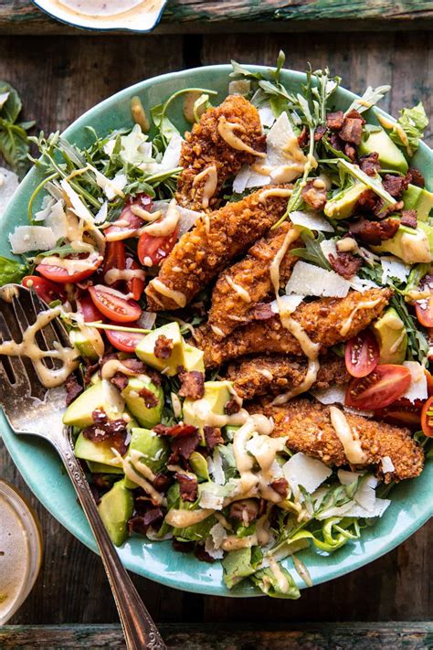 Honey Mustard Pretzel Chicken And Avocado Bacon Salad Half Baked Harvest