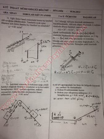 Dinamik Dersi Vize Sorular Vize Ve Final Sorular Payla M Portal