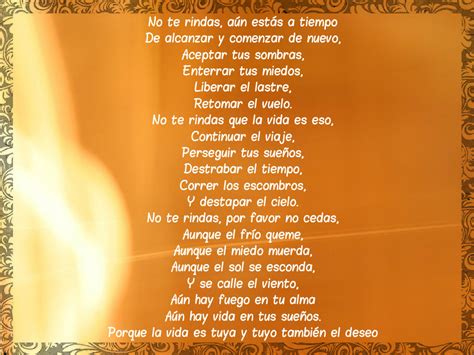 SENTIR LA VIDA: NO TE RINDAS (MARIO BENEDETTI)