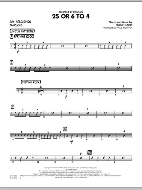 25 Or 6 To 4 Aux Percussion By Paul Murtha Sheet Music For Jazz Ensemble At Sheet Music Direct