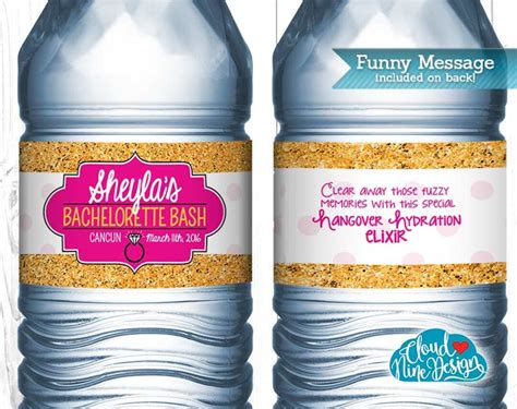 Bachelorette Party Water Bottle Labels Custom Printable Etsy