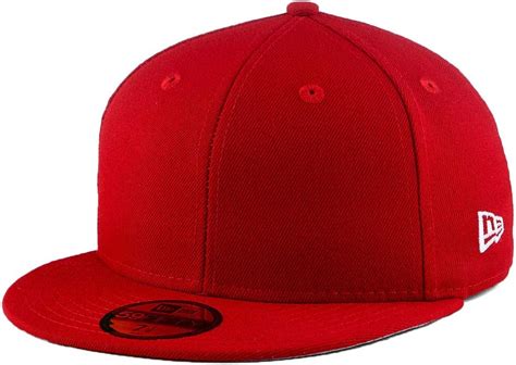 New Era Blank Custom 59fifty Fitted Flat Bill Cap Red 6 78 At Amazon